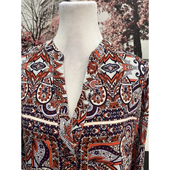 Gianni Bini Women’s Tunic Top Blouse Paisley Size M Long Sleeve V Neck - Picture 5 of 15